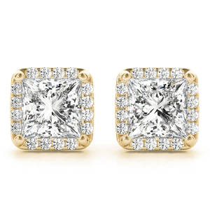 Edda Lab-Created Yellow Gold Halo Diamond Earrings