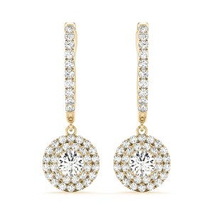 Eyana Natural Diamond Yellow Gold Womens Drop Earrings