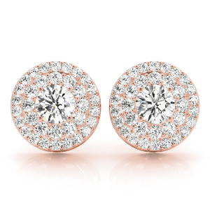 Elna Lab-Created Rose Gold Halo Diamond Earrings