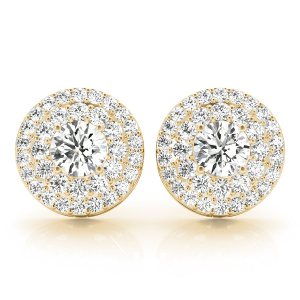 Elna Lab-Created Yellow Gold Halo Diamond Earrings
