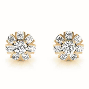  Elese Natural Rose Gold Diamond Cluster Earrings