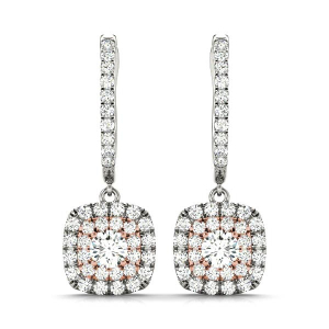 Eyana Natural Diamond Rose Gold Womens Drop Earrings