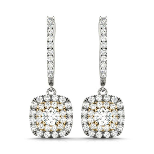 Eyana Natural Diamond Yellow Gold Womens Drop Earrings