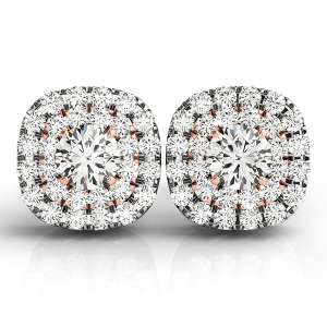 Ebba Lab-Created Rose Gold Halo Diamond Earrings