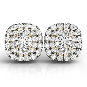 Ebba Lab-Created Yellow Gold Halo Diamond Earrings