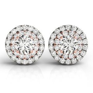 Egle Lab-Created Rose Gold Halo Diamond Earrings