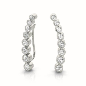 Nicole Lab-Created Round cut Bezel Set  Diamond Earrings