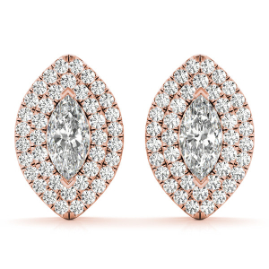 Eui Lab-Created Rose Gold Halo Diamond Earrings