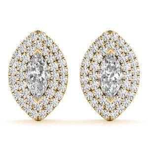 Eui Lab-Created Yellow Gold Halo Diamond Earrings