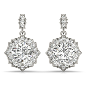  Elts Lab-Created Halo Diamond Earrings