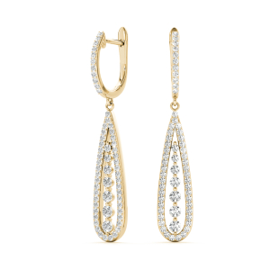 Skylar Lab-Created Yellow Gold Prong Setting  Designer Diamond Earrings