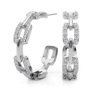 Gianna Lab-Created Round cut Pave Set  Designer Diamond Earrings