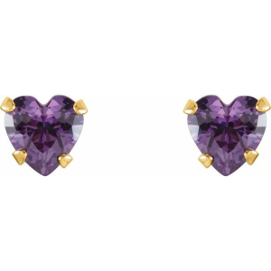 Rhea Amethyst Heart cut 4 Prong  Studs Diamond Earrings