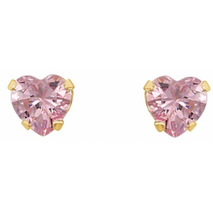 Rheena Pink Sapphire Heart cut 4 Prong  Studs Diamond Earrings