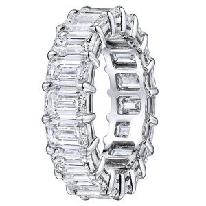 1.75 - 15.00 Carat Emerald Cut Diamond Full Eternity Ring with Claw Set