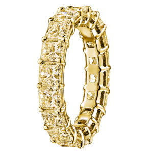 4.50 - 7.00 Carat Radiant Cut Fancy Yellow Diamond Full Eternity Ring with Claw Set