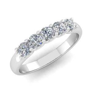 0.50 - 3.50 Carat Round Diamond Five Stone Ring with Shared Claw Set
