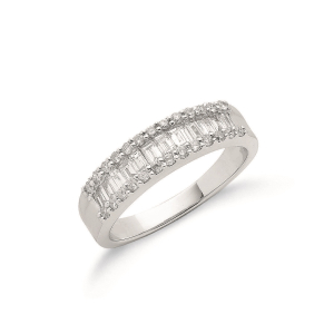 0.55 - 2.00 Carat Natural Baguette and Round Diamond Half Eternity Ring