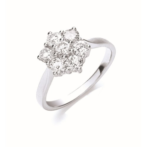 1.00 - 1.50 Carat Natural Round Cut Diamonds Cluster Ring in 18k Gold