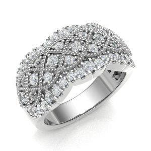 10mm 1.00 Carat Round Diamonds Multi Row Half Eternity Ring with Micro Claw and Grain Set