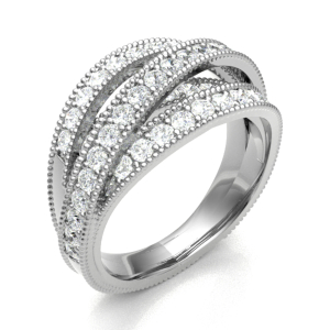 1.00 Carat Round Diamonds Multi Row Half Eternity Ring with Grain Set