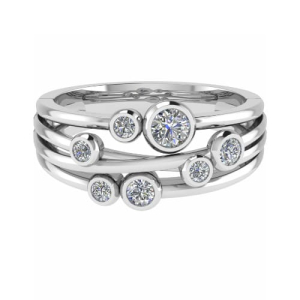 0.42 Carat Round Diamonds Bubble Design Half Eternity Ring with Rubover Set