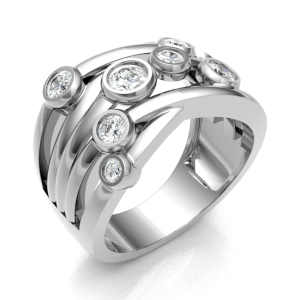 Eadburh 0.62 Carat Natural Round cut Bezel  Diamond Ring