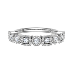 0.20 Carat Grain and Rubover Set Round Diamond Vintage Half Eternity Ring