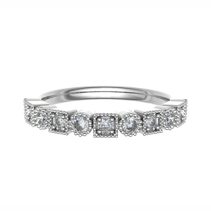 0.25 Carat Grain and Rubover Set Round Diamond Vintage Half Eternity Ring