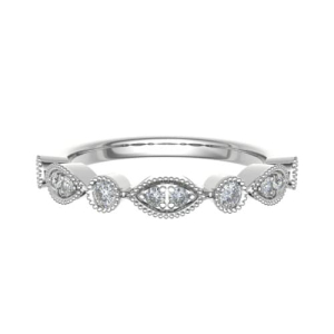 0.20 Carat Round Diamond Vintage Half Eternity Ring With Milgrain And Claw Set