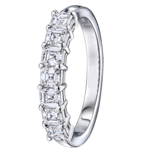 Asscher Cut Diamond Half Eternity Ring With Claw Set