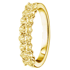 2.50 - 5.00 Carat Oval Cut Fancy Yellow Diamond Half Eternity Ring with Claw Set