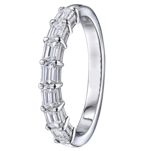 0.50 - 2.50 Carat Horizontal Emerald Cut Diamond Half Eternity Ring with Claw Set