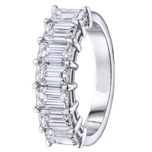 1.00 - 5.00 Carat Emerald Cut Diamond Half Eternity Ring with Claw Set