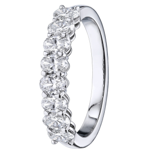 0.75 - 3.00 Carat Oval Cut Diamond Half Eternity Ring with Claw Set