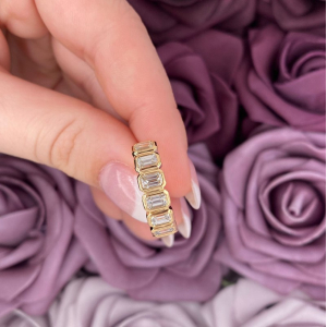 1.50 - 2.00 Carat Emerald Cut Diamond Half Eternity Ring with Bezel Set