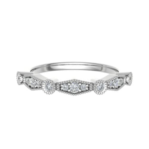 0.20 Grain and Rubover Set Round Diamond Vintage Half Eternity Ring