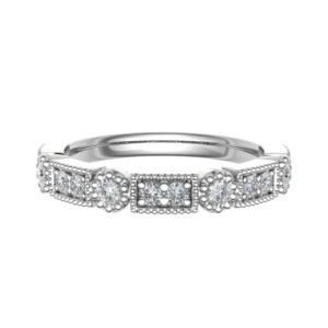 0.25 Carat Grain and Rubover Set Round Diamond Vintage Half Eternity Ring