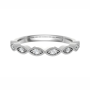 0.10 Carat Grain Set Round Diamond Vintage Half Eternity Ring