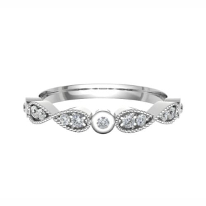 0.15 Carat Grain and Rubover Set Round Diamond Vintage Half Eternity Ring