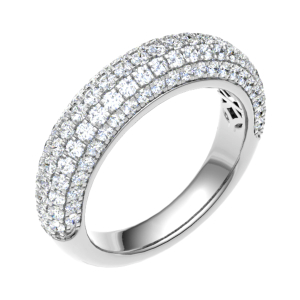 4.5mm 1.00 Carat Round Diamonds Bombay Pave Half Eternity Ring with Micro Claw Set