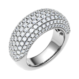 8.5mm 2.00 Carat Round Diamonds Bombay Pave Half Eternity Ring with Micro Claw Set