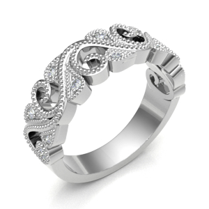 0.25 Carat Grain and Rubover Set Round Diamond Floral Vintage Half Eternity Ring