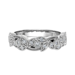 0.20 Carat Grain and Rubover Set Round Diamond Floral Vintage Half Eternity Ring