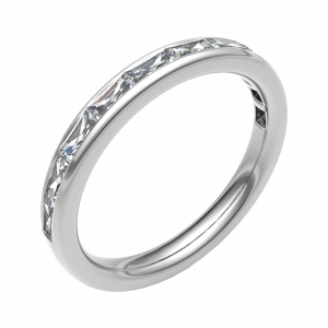 Timeless landscape of love: 0.25-1.00 Carat Natural Landscape Baguette Cut Diamond Half Eternity Ring with Channel Set in Court Profile. A symbol of enduring elegance
