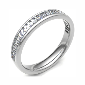 0.25 - 0.75 Carat Natural Portrait Baguette Cut Diamond Half Eternity Ring with Channel Set in Court Profile