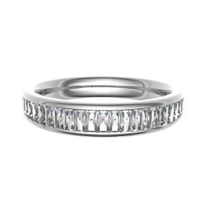 0.25 - 0.75 Carat Natural Portrait Baguette Cut Diamond Half Eternity Ring with Channel Set in Court Profile