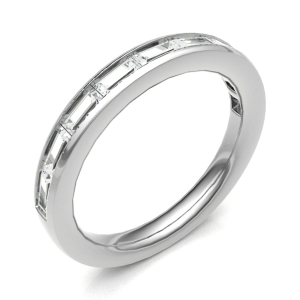 0.33 - 1.00 Carat Natural Landscape Baguette Cut Diamond Half Eternity Ring with Channel Set in Flat Court Profile