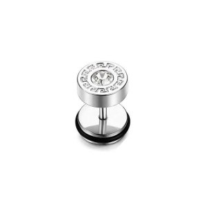 Lab-Created Round cut Bezel Set  Men's Diamond Earrings