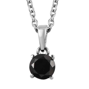 Meechai Yellow Gold 4 Prong Black Diamond Necklace